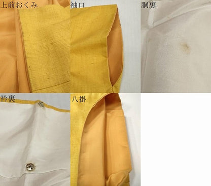 平和屋着物●結城紬　黄金色　正絹　逸品　DABI2438ud