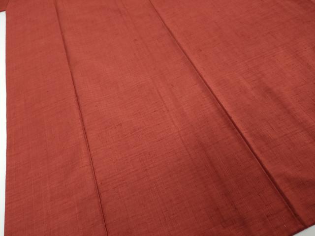平和屋着物●結城紬　茜色　正絹　逸品　DABI2439ud