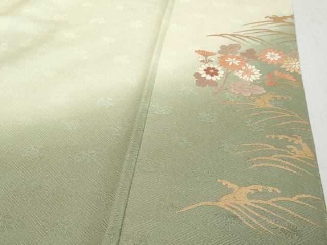 平和屋着物●訪問着　駒刺繍　扇面草花文　暈し染め　金彩　東武百貨店扱い　正絹　逸品　DABI2442ud
