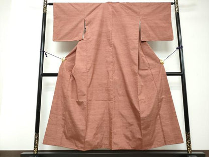 平和屋着物●絲藝苑　上島洋山　紬　小豆色　正絹　逸品　DABI2446ud