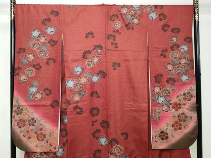 平和屋着物●豪華振袖　駒刺繍　花車文　暈し染め　銀彩　金通し地　正絹　逸品　DABI2447ud