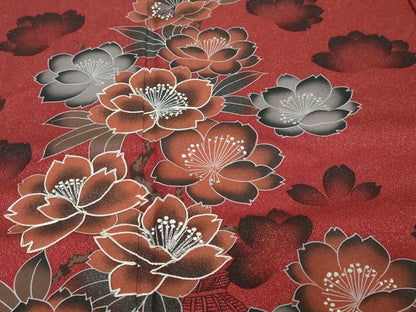 平和屋着物●豪華振袖　駒刺繍　花車文　暈し染め　銀彩　金通し地　正絹　逸品　DABI2447ud