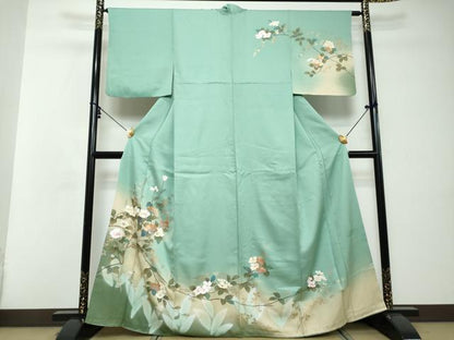 平和屋着物●訪問着　作家物　枝花文　暈し染め　金彩　正絹　逸品　DABI2448ud