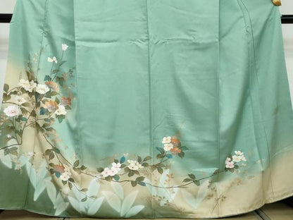 平和屋着物●訪問着　作家物　枝花文　暈し染め　金彩　正絹　逸品　DABI2448ud