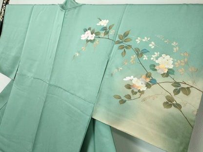 平和屋着物●訪問着　作家物　枝花文　暈し染め　金彩　正絹　逸品　DABI2448ud