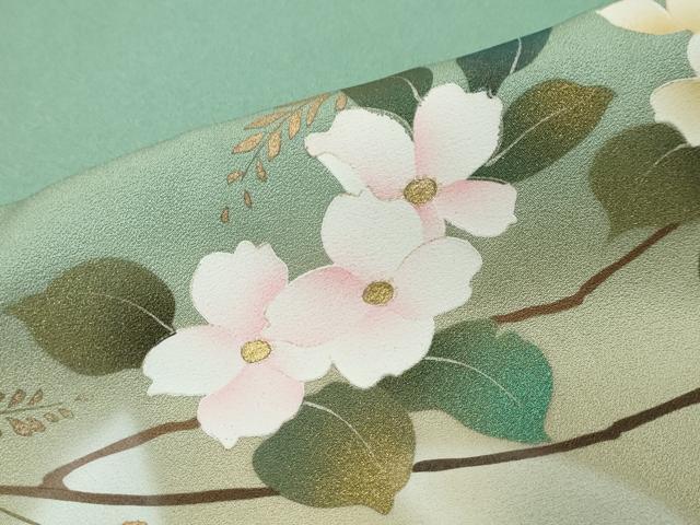 平和屋着物●訪問着　作家物　枝花文　暈し染め　金彩　正絹　逸品　DABI2448ud