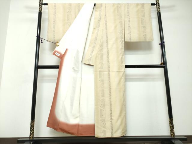平和屋着物●結城紬　奥順　はたおり娘　80亀甲　飛び亀甲柄　草花間道　やまと誂製　証紙付き　正絹　逸品　DABI2449ud