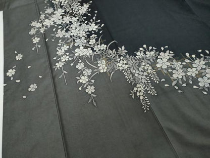 平和屋着物●訪問着　紬地　草花文　金彩　正絹　逸品　DABI2450ud