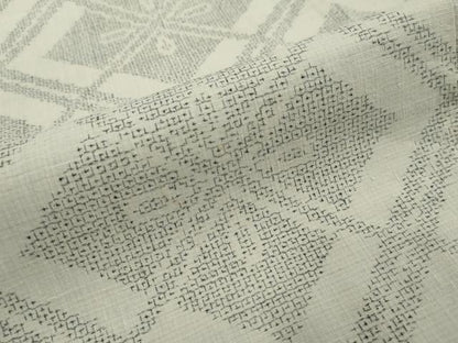 平和屋着物●結城紬　80亀甲　菱文　カラー胴裏：赤紫色　正絹　逸品　DABI2452ud