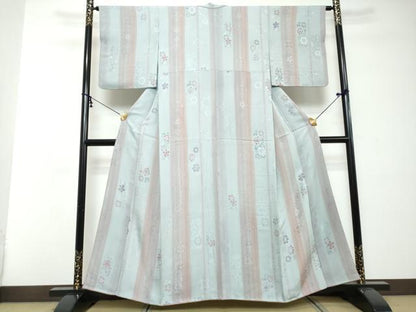 平和屋着物●上質な小紋　地紋起こし　草花文　正絹　逸品　DABI2454ud