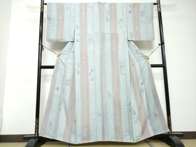 平和屋着物●上質な小紋　地紋起こし　草花文　正絹　逸品　DABI2454ud