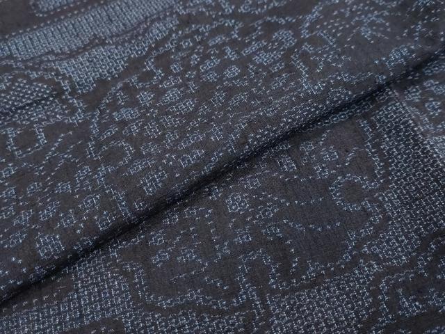 平和屋着物●結城紬　100亀甲　雲取り雪輪草花文　正絹　逸品　DABI2455ud
