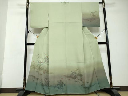 平和屋着物●中国三大刺繍　汕頭刺繍　スワトウ刺繍　総刺繍　訪問着　エ霞花籠文　暈し染め　正絹　逸品　DABI2457ud