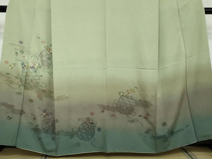 平和屋着物●中国三大刺繍　汕頭刺繍　スワトウ刺繍　総刺繍　訪問着　エ霞花籠文　暈し染め　正絹　逸品　DABI2457ud