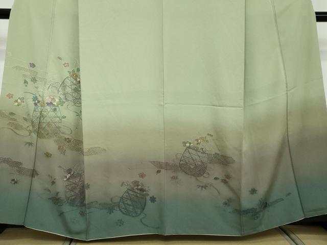 平和屋着物●中国三大刺繍　汕頭刺繍　スワトウ刺繍　総刺繍　訪問着　エ霞花籠文　暈し染め　正絹　逸品　DABI2457ud