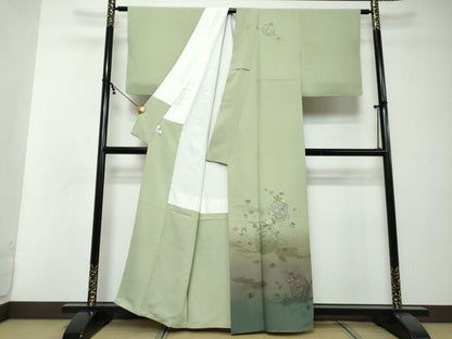 平和屋着物●中国三大刺繍　汕頭刺繍　スワトウ刺繍　総刺繍　訪問着　エ霞花籠文　暈し染め　正絹　逸品　DABI2457ud