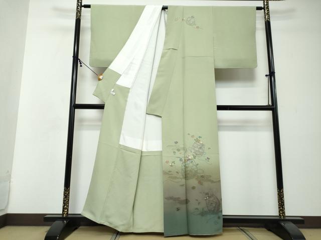 平和屋着物●中国三大刺繍　汕頭刺繍　スワトウ刺繍　総刺繍　訪問着　エ霞花籠文　暈し染め　正絹　逸品　DABI2457ud
