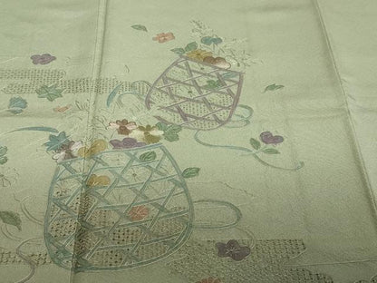 平和屋着物●中国三大刺繍　汕頭刺繍　スワトウ刺繍　総刺繍　訪問着　エ霞花籠文　暈し染め　正絹　逸品　DABI2457ud