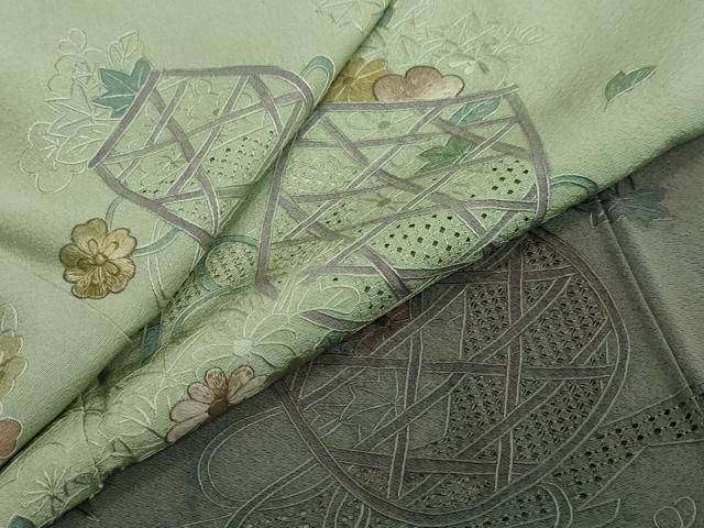 平和屋着物●中国三大刺繍　汕頭刺繍　スワトウ刺繍　総刺繍　訪問着　エ霞花籠文　暈し染め　正絹　逸品　DABI2457ud