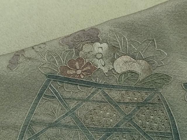 平和屋着物●中国三大刺繍　汕頭刺繍　スワトウ刺繍　総刺繍　訪問着　エ霞花籠文　暈し染め　正絹　逸品　DABI2457ud