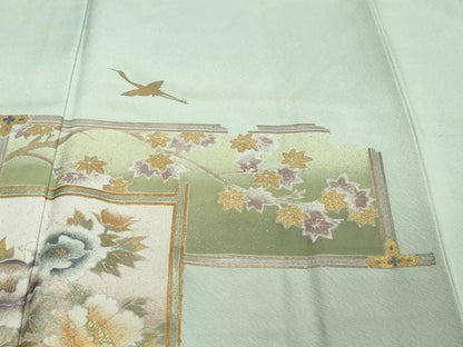平和屋着物●金彩友禅　卓越技能者・名工・和田光正　色留袖　飛鶴草花文　暈し染め　金彩　正絹　逸品　DABI2459ud