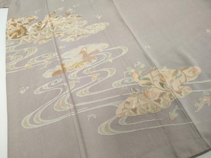 平和屋着物●中国三大刺繍　蘇州刺繍　総刺繍　訪問着　雲取り動物草花文　正絹　逸品　DABI2460ud