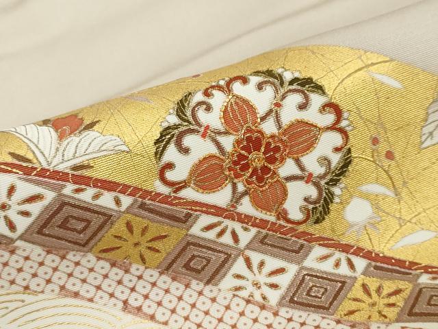 平和屋着物●豪華色留袖　駒刺繍　吉祥飛鶴花文　金彩　伊勢丹扱い　正絹　逸品　DABI2463ud