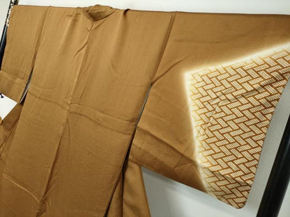 平和屋着物●訪問着　刺繍　鹿の子箔散らし草花文　暈し染め　金彩　正絹　逸品　DABI2465ud
