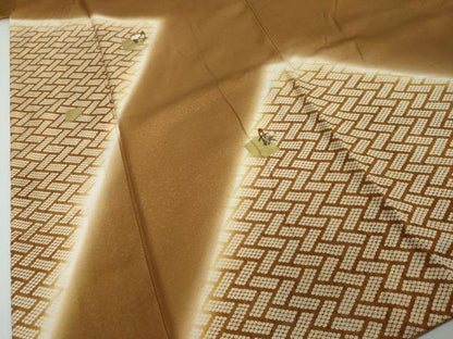 平和屋着物●訪問着　刺繍　鹿の子箔散らし草花文　暈し染め　金彩　正絹　逸品　DABI2465ud