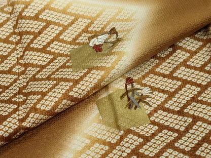 平和屋着物●訪問着　刺繍　鹿の子箔散らし草花文　暈し染め　金彩　正絹　逸品　DABI2465ud