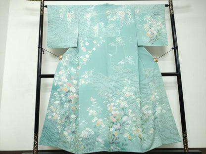 平和屋着物●手描友禅　奥田秀水　訪問着　花蝶文　正絹　逸品　未使用　DABI2466ud