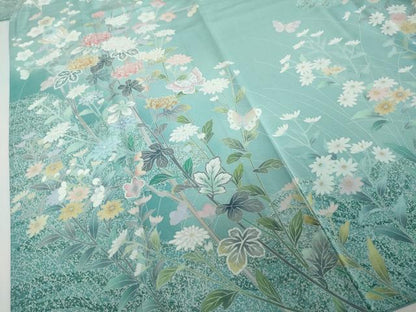 平和屋着物●手描友禅　奥田秀水　訪問着　花蝶文　正絹　逸品　未使用　DABI2466ud