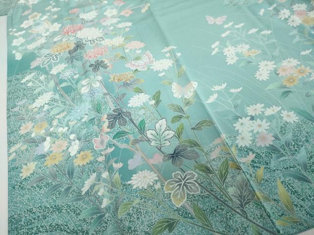 平和屋着物●手描友禅　奥田秀水　訪問着　花蝶文　正絹　逸品　未使用　DABI2466ud
