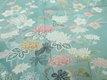 平和屋着物●手描友禅　奥田秀水　訪問着　花蝶文　正絹　逸品　未使用　DABI2466ud