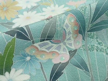 平和屋着物●手描友禅　奥田秀水　訪問着　花蝶文　正絹　逸品　未使用　DABI2466ud