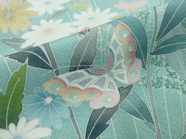 平和屋着物●手描友禅　奥田秀水　訪問着　花蝶文　正絹　逸品　未使用　DABI2466ud