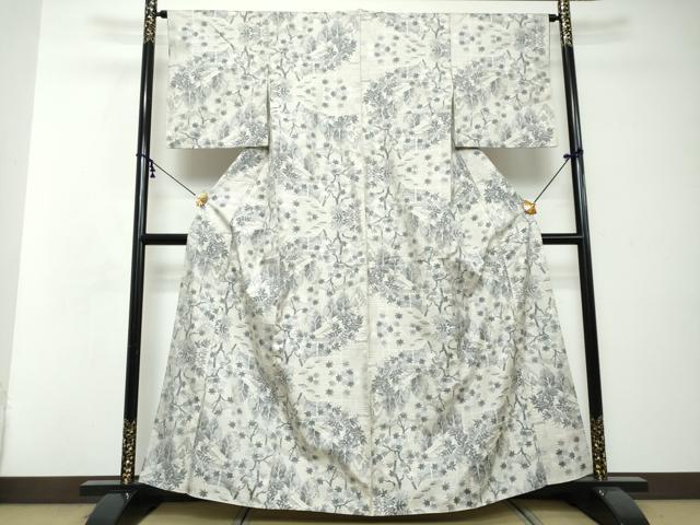 平和屋着物●本場大島紬　白大島　総絣　樹林風景文　正絹　逸品　DABI2470ud