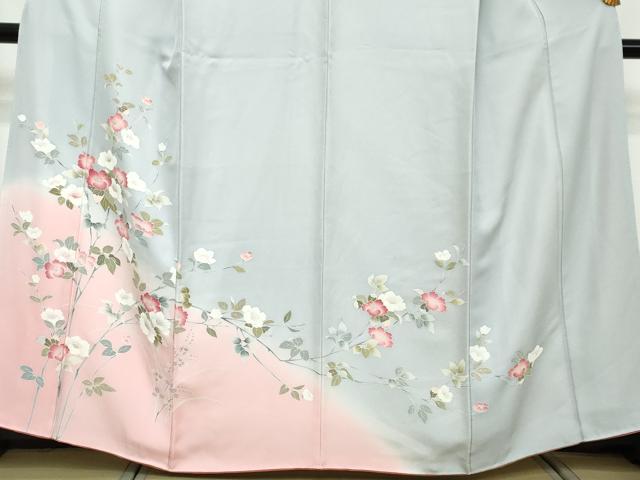 平和屋着物●訪問着　友禅　枝花文　暈し染め　正絹　逸品　DABI2472ud