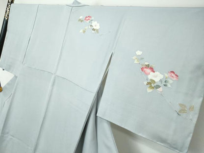 平和屋着物●訪問着　友禅　枝花文　暈し染め　正絹　逸品　DABI2472ud