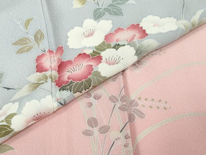 平和屋着物●訪問着　友禅　枝花文　暈し染め　正絹　逸品　DABI2472ud