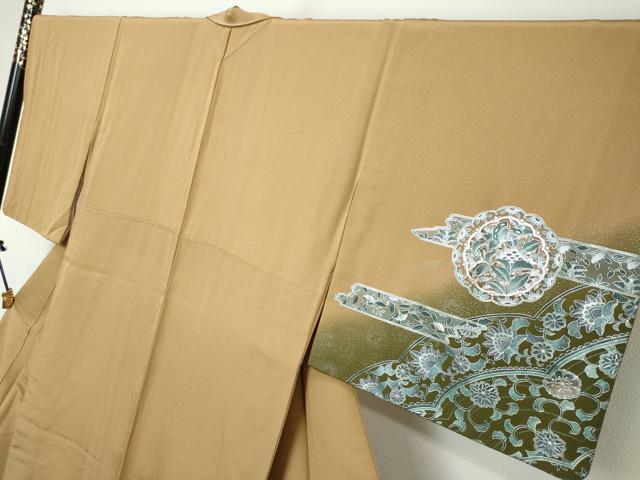 平和屋着物●訪問着　花鳥絵皿文　暈し染め　銀彩　正絹　逸品　DABI2475ud