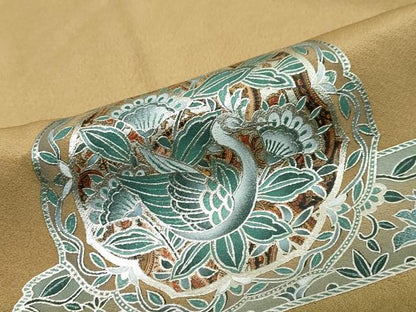 平和屋着物●訪問着　花鳥絵皿文　暈し染め　銀彩　正絹　逸品　DABI2475ud