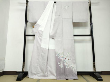 平和屋着物●螺鈿作家　藤本隆士　訪問着　螺鈿　草花文　暈し染め　さが美扱い　正絹　逸品　未使用　DABI2478ud
