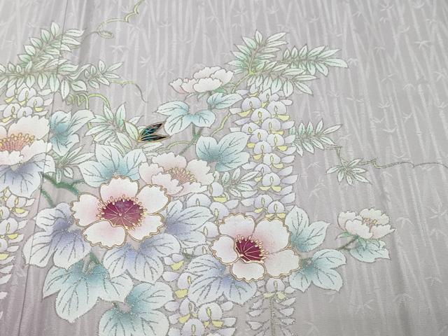 平和屋着物●螺鈿作家　藤本隆士　訪問着　螺鈿　草花文　暈し染め　さが美扱い　正絹　逸品　未使用　DABI2478ud
