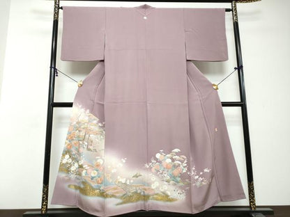 平和屋着物●豪華色留袖　作家物　駒刺繍　渡橋風景草花文　暈し染め　金彩　正絹　逸品　DABI2481ud