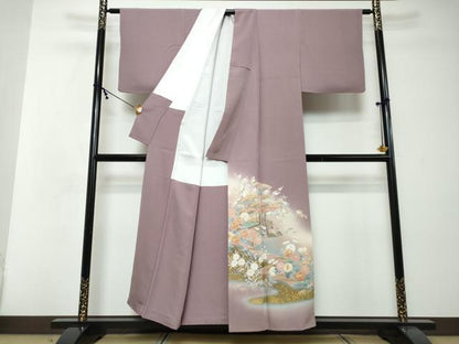 平和屋着物●豪華色留袖　作家物　駒刺繍　渡橋風景草花文　暈し染め　金彩　正絹　逸品　DABI2481ud