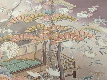 平和屋着物●豪華色留袖　作家物　駒刺繍　渡橋風景草花文　暈し染め　金彩　正絹　逸品　DABI2481ud