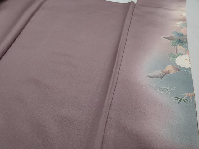 平和屋着物●豪華色留袖　作家物　駒刺繍　渡橋風景草花文　暈し染め　金彩　正絹　逸品　DABI2481ud