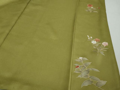 平和屋着物●訪問着　駒刺繍　草花文　金彩　正絹　逸品　DABI2487ud