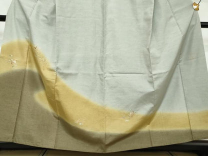 平和屋着物●創業140年　小糸染芸の四代目　小糸敏夫　訪問着　紬地　総刺繍　流水草花文　暈し染め　鈴乃屋扱い　正絹　逸品　DABI2489ud